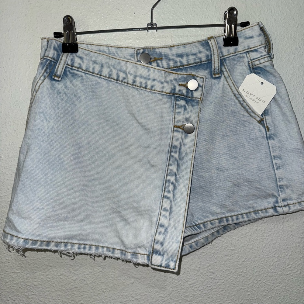 Altar'd State Light Blue Denim Mini Skirt